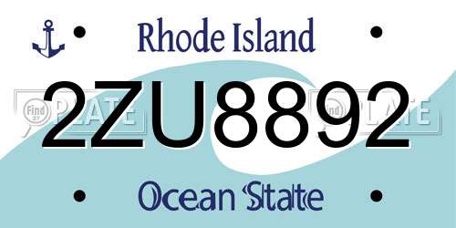 2ZU8892 Rhode Island License Plate