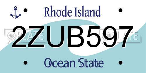 2ZUB597 Rhode Island License Plate