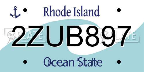 2ZUB897 Rhode Island License Plate