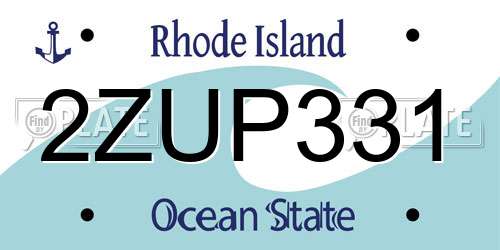 2ZUP331 Rhode Island License Plate