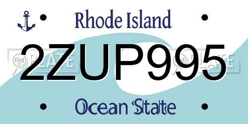 2ZUP995 Rhode Island License Plate