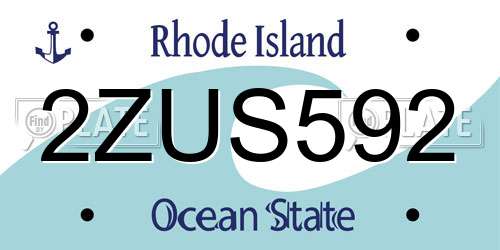 2ZUS592 Rhode Island License Plate
