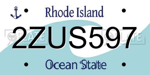 2ZUS597 Rhode Island License Plate