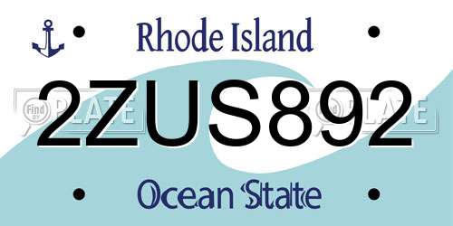 2ZUS892 Rhode Island License Plate