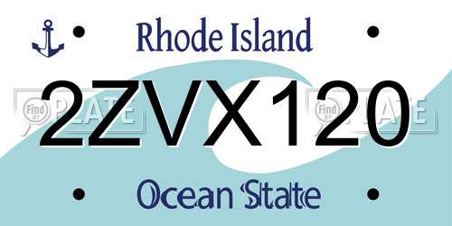2ZVX120 Rhode Island License Plate