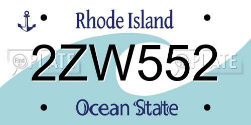 2ZW552 Rhode Island License Plate