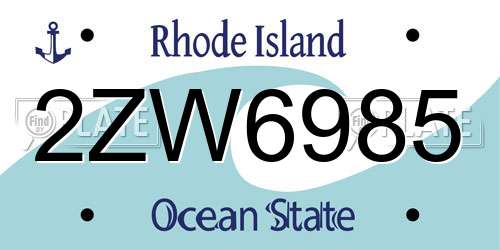 2ZW6985 Rhode Island License Plate