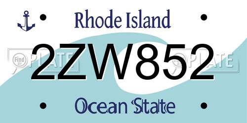 2ZW852 Rhode Island License Plate