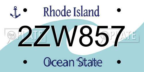 2ZW857 Rhode Island License Plate