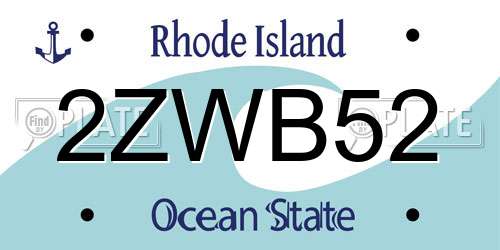 2ZWB52 Rhode Island License Plate