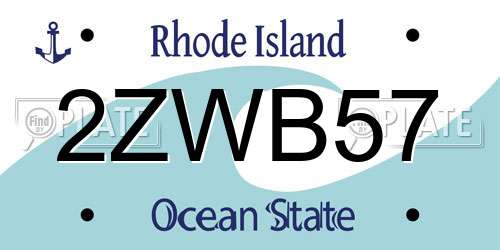 2ZWB57 Rhode Island License Plate
