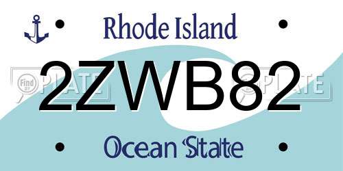 2ZWB82 Rhode Island License Plate