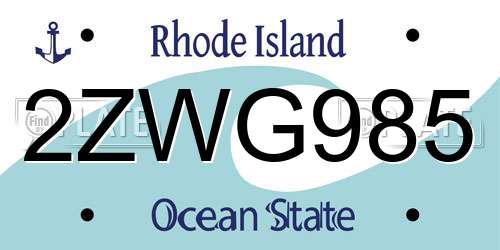 2ZWG985 Rhode Island License Plate