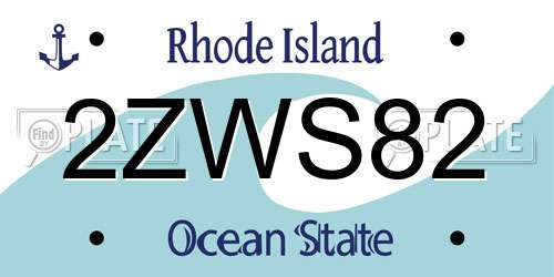 2ZWS82 Rhode Island License Plate