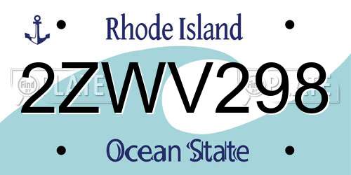 2ZWV298 Rhode Island License Plate