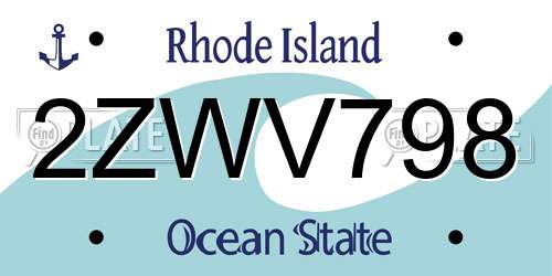 2ZWV798 Rhode Island License Plate