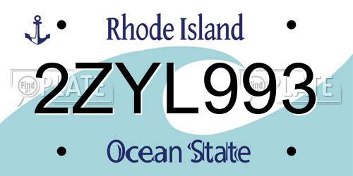 2ZYL993 Rhode Island License Plate