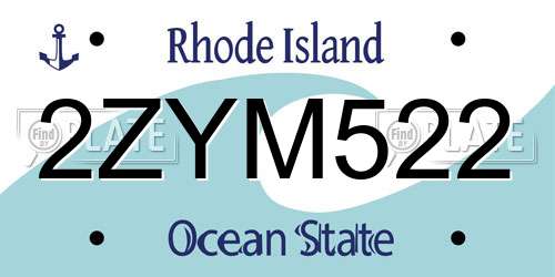 2ZYM522 Rhode Island License Plate