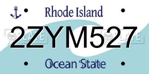 2ZYM527 Rhode Island License Plate