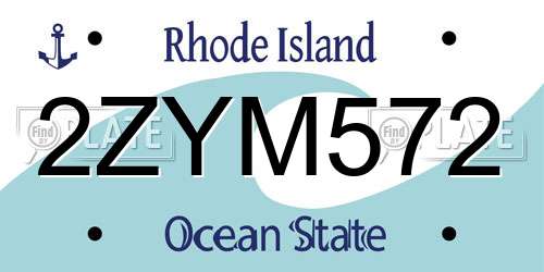 2ZYM572 Rhode Island License Plate