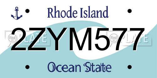 2ZYM577 Rhode Island License Plate