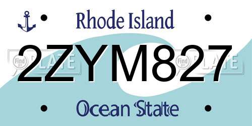 2ZYM827 Rhode Island License Plate