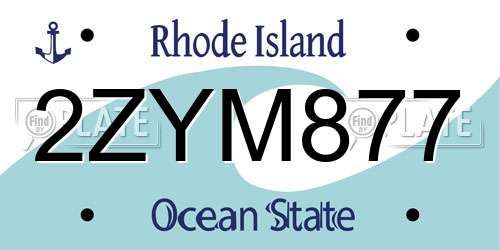 2ZYM877 Rhode Island License Plate