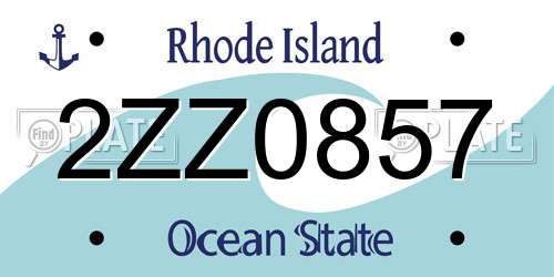 2ZZ0857 Rhode Island License Plate