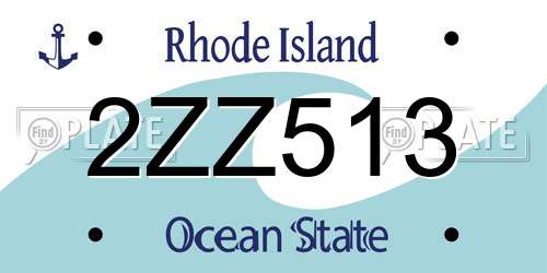 2ZZ513 Rhode Island License Plate