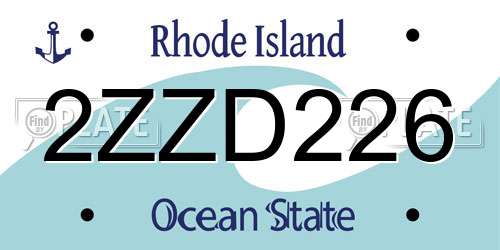 2ZZD226 Rhode Island License Plate