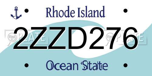 2ZZD276 Rhode Island License Plate
