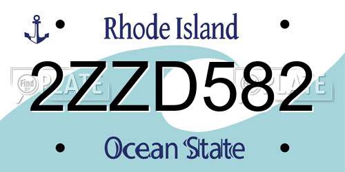 2ZZD582 Rhode Island License Plate