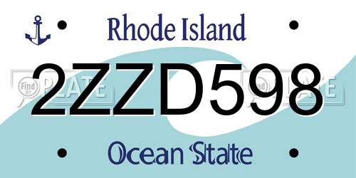 2ZZD598 Rhode Island License Plate