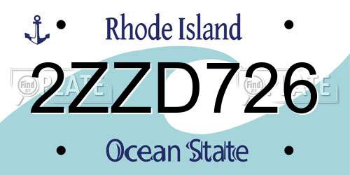 2ZZD726 Rhode Island License Plate