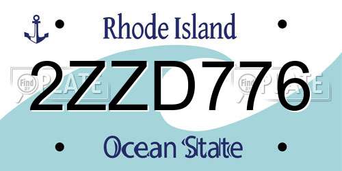 2ZZD776 Rhode Island License Plate