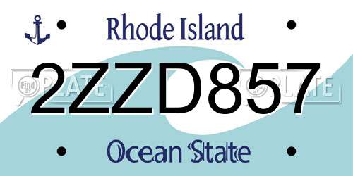 2ZZD857 Rhode Island License Plate
