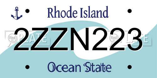 2ZZN223 Rhode Island License Plate