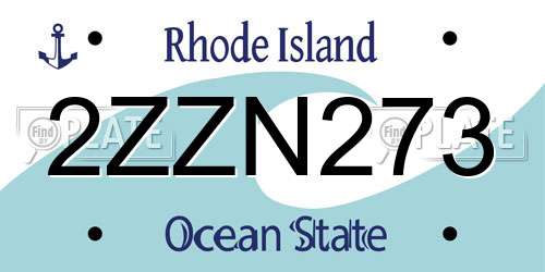 2ZZN273 Rhode Island License Plate