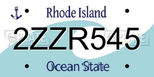 2ZZR545 Rhode Island License Plate