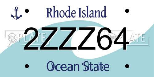 2ZZZ64 Rhode Island License Plate