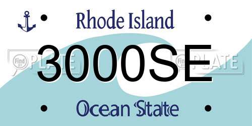 3000SE Rhode Island License Plate