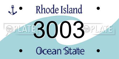 3003 Rhode Island License Plate