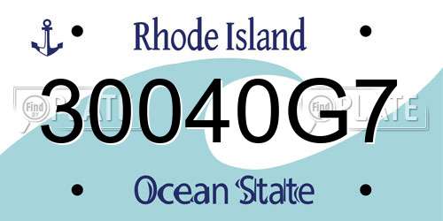 30040G7 Rhode Island License Plate