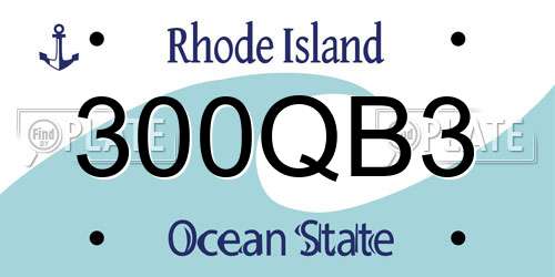 300QB3 Rhode Island License Plate