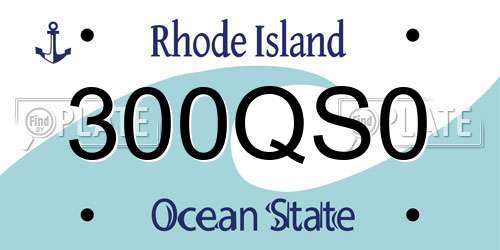 300QS0 Rhode Island License Plate