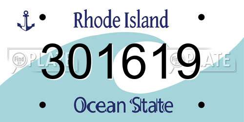 301619 Rhode Island License Plate