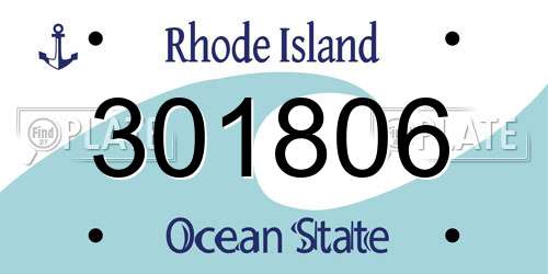301806 Rhode Island License Plate