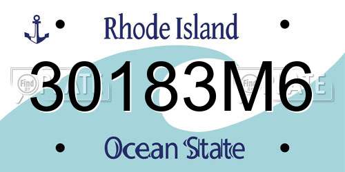 30183M6 Rhode Island License Plate