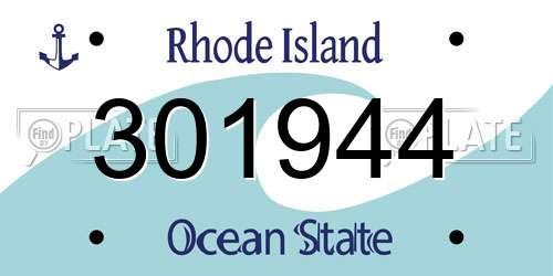 301944 Rhode Island License Plate