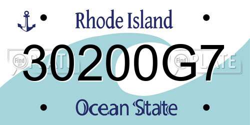 30200G7 Rhode Island License Plate